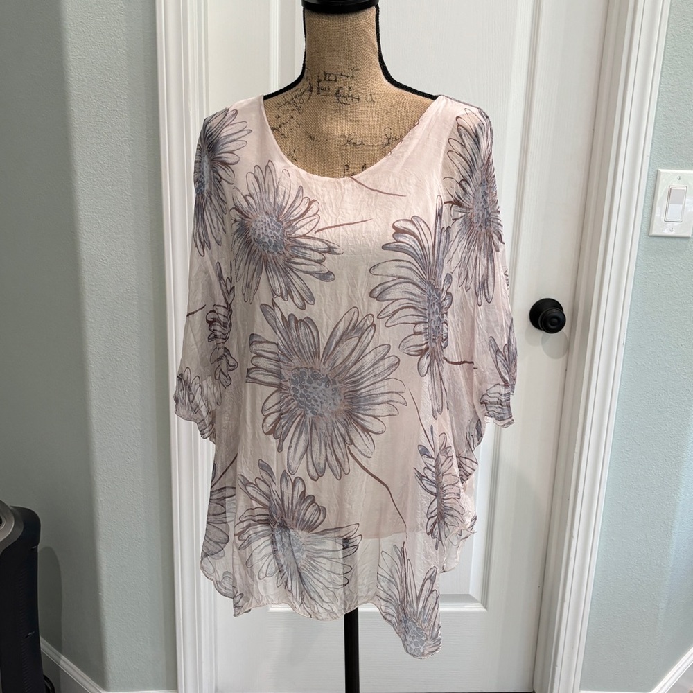 Elegant Floral Sheer Women's Top